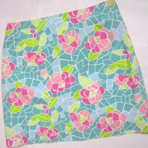 Floral Print A Line Skirt Pink Cotton Lace Logo Above Knee